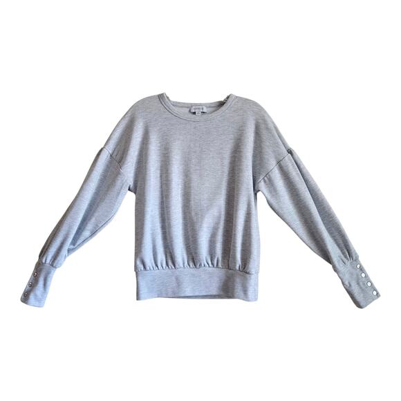 EVEREVE Women XS Sweatshirt Light Gray Long Sleeve Wide Cuff with Snaps 36" - Picture 1 of 6